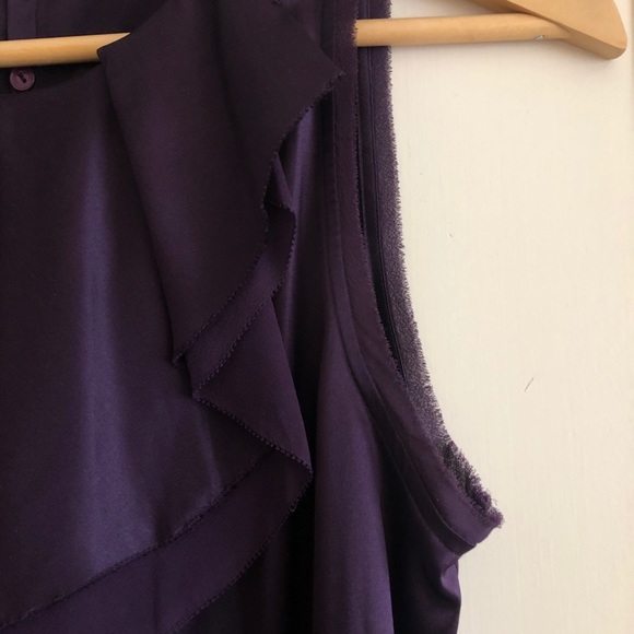 VINCE Sleeveless Stretch Silk Ruffle Top Purple Size Small - Picture 4 of 9